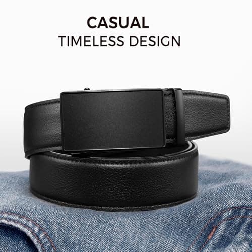 Zitahli Belt Men, Ratchet Belt Dress with 1 3/8" Premium Leather,Slide Belt with Easier Adjustable Automatic Buckle,Trim to Fit Size 38"-42" - Thumbnail 4