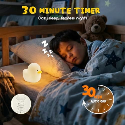 UNEEDE LED Benson Night Light, Cute Duck Animal Silicone Nursery Night Light Rechargeable Table Lamp Bedside Lamp with Touch Sensor for Baby Girls Women Bedrooms, Living Room - Thumbnail 5