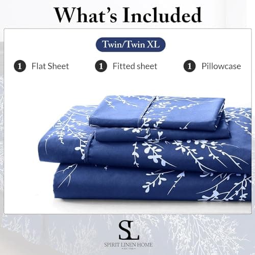 Spirit Linen home Twin Sheets Sets - Pure Microfiber 3 Piece Polyester Bed Sheets, Fitted Sheet & Pillow Cases - Twin Sheets for All Seasons (Foliage Chocolate/White, Twin/Twin XL) - Thumbnail 4
