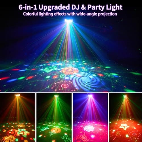 3-in-1 DJ Party Lights - 11.82" Large Professional Stage Light with DMX512, 40" Long Power Cable, Sound Activated Strobe Effects, RGB LED Projector with Remote for Club, Wedding, Bar - Thumbnail 3