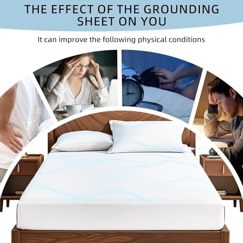 Grounding Sheets with 88% Organic Cotton & 12% Silver Fiber, Grounding Sheets Queen Size, Conductive Earthing Sheet for Better Sleep, Stress Relief (60.2"x 80"x 15" White) - Thumbnail 6