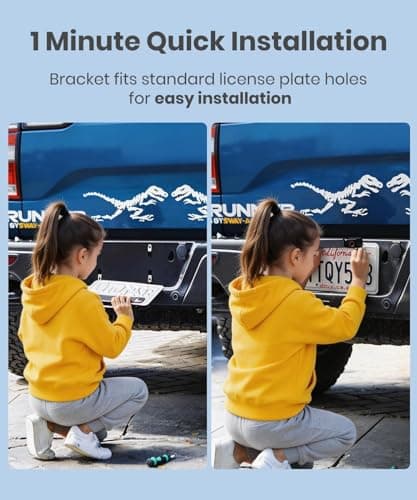AUTO-VOX 6 Inch Solar Backup Camera Wireless: 1 Minute Install, 16:9 1080P HD Monitor, Dual Channel Split Screen, Clear Live View, DVR Recording, IP69K Waterproof Back up Camera for Car,Truck, Trailer - Thumbnail 2