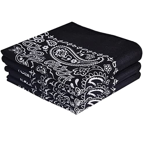 EVERY-VILLE Where EVERYone is Welcome Black Classic Paisley Bandanas - 3 Pack Gift Set, 100% Cotton, 22x22 Inches
