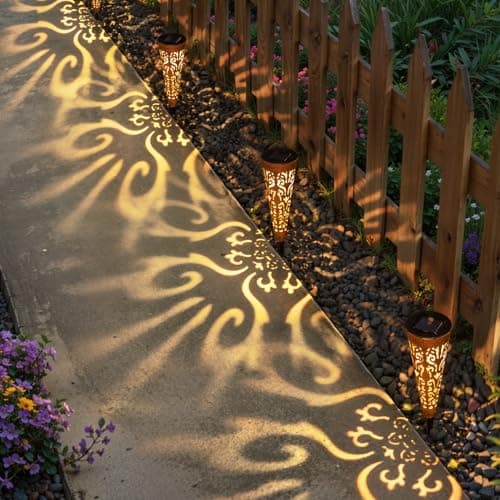 Go2garden 6Pcs Garden Solar Lights Outdoor Stakes Decorative Lighting for Yard, Pathway, Patio Decor Lawn Ornament (Red Copper) - Thumbnail 3