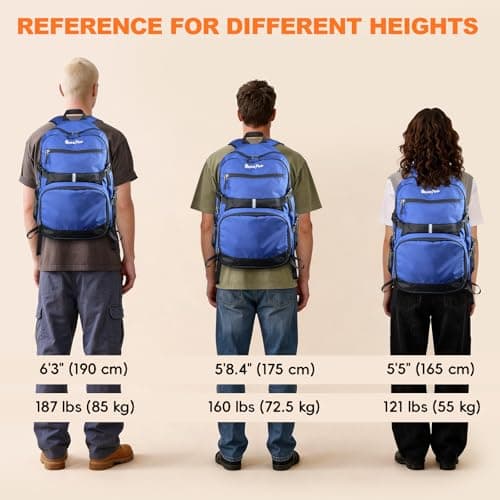 Seektop Lightweight Travel Backpack for Men Women, Multiple Pockets 40L Hiking Backpack Foldable Carry on Backpack for Outdoor Camping Sport Leisure (Blue) - Thumbnail 6