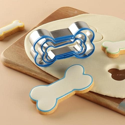 Dog Bone Cookie Cutters Set of 3, Bone Shapes Cookie Cutter, Biscuit Dog Treat Cookie Cutter Set for Homemade (Blue Is Visible & Friendly For Your Pup/Doggy) - Thumbnail 2