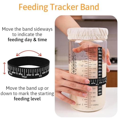 Rakovar Premium Sourdough Starter Jar Kit, 57oz Large Capacity Sourdough Jar, Sourdough Bread Starter Kit for Perfect Sour Dough Bread (Black, 2 Pack) - Thumbnail 6