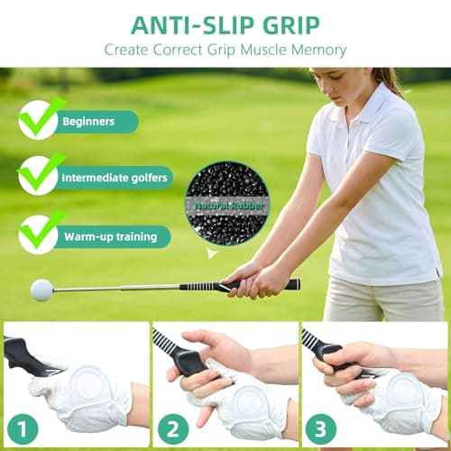 Hibijou Kids Golf Swing Trainer Toy for Backyard & Indoor Play – Retractable Golf Practice Stick with Click Sound, Fun Tempo Training Game for Boys Girls Ages 6+, Beginner Friendly Golf Training Aid - Thumbnail 4