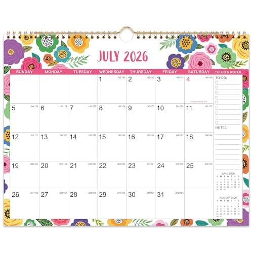 2026-2027 Wall Calendar - Wall Calendar 2026-2027, 15" x 11.5", JUL.2026 -DEC.2027, 18 Monthly Calendar 26-27, Hanging Hook - Clorful Floral
