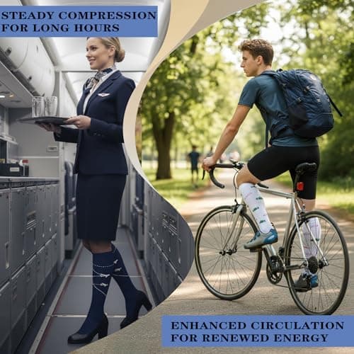 Sooverki Graduated Copper Compression Socks for Men & Women 8 Pairs 15-20mmHg - Best for Flying Travelling Long Flight - Thumbnail 4