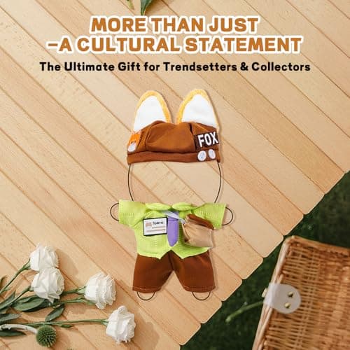 3PCS Fox Character Doll Costume Set Green Shirt and Tie Outfit for 15-17cm 4 Inch Blind Box Animal Dolls - Thumbnail 3