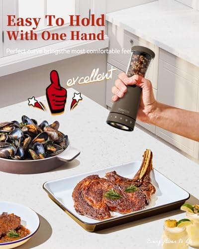 Electric Salt and Pepper Grinder Set with Storage Base, Stainless Steel Rechargeable Salt and Pepper Grinder Set with 4.5 oz Large Capacity, 1.8" Wide Mouth, Adjustable Coarseness, Ideal for Kitchen - Thumbnail 3