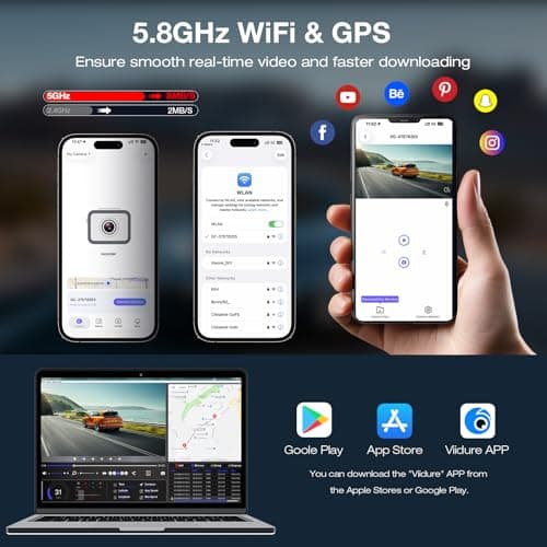 4K Dash Cam Front and Rear,Dash Camera for Cars,2 Channel Car Camera Front Rear with 5G WiFi GPS,64GB Card,3.16'' IPS Screen,G-Sensor,Loop Recording,24H Parking Monitor,Time-Lapse Recording,Max 256GB - Thumbnail 3