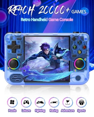 RF40H Retro Handheld Game Console, 4.0" Retro Gaming Console, Built-in 20,000+ Classic Games, Supports WiFi Connection, Open Source Linux System, Portable Handheld Video Games (Blue) - Thumbnail 2