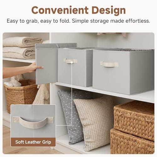 StorageWorks Storage Baskets for Shelves, Fabric Storage Bins, Closet Organization and Storage Baskets, Organizer Bins for Clothes, Light Gray, Extra Large, 3-Pack - Thumbnail 6