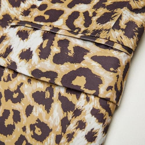Mens 2 Piece Suit, Floral Notch Lapel, One Button Slim Fit, Dinner Party Jacket Pants Set (US, Alpha, Large, Regular, Regular, Leopard Print) - Thumbnail 5