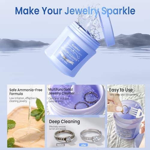 KUNPHY Jewelry Cleaner, 10oz Silver Cleaner, Quick and Easy Ring Cleaner for Restoring Shine, Professional Silver Jewelry Cleaner for Silver Jewelry, Sterling Silver, Diamonds, and Earrings - Thumbnail 2