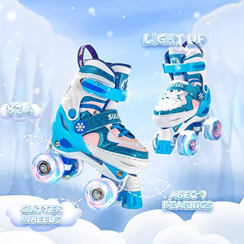 SULIFEEL Rainbow Unicorn 4 Size Adjustable Roller Skates for Girls Boys for Kids Ages 3-5 5-8 6-12 Children Skates Indoor Outdoor - Thumbnail 5