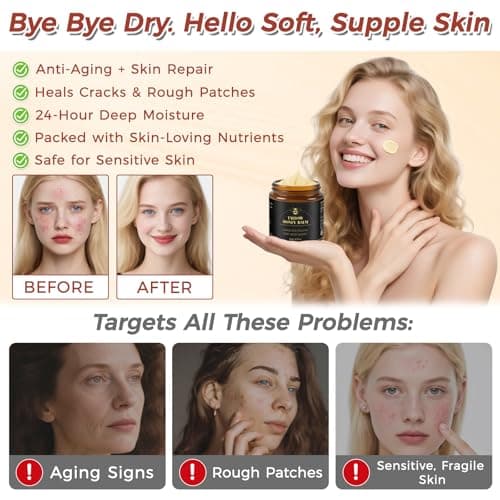 Mokasakiso Beef Tallow for Skin,Tallow and Honey Balm,Organic Grass-Fed Beef Tallow Balm with Honey, Face and Body Moisturizer(120g) - Thumbnail 4