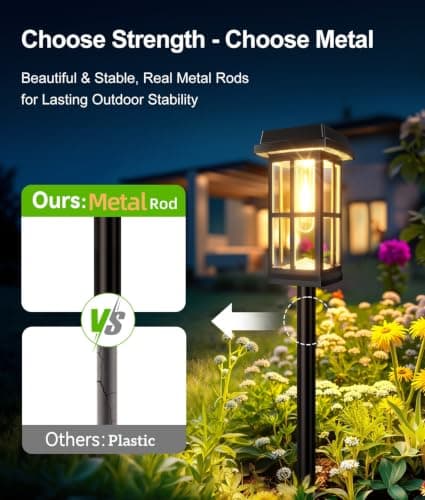 Ahaorigin 8 Pack Solar Pathway Lights Outdoor, 2 Lighting Modes Waterproof Solar Lights Outdoor, Sturdy Metal Rods, Brighter Up to 15Hrs Outdoor Path Lights for Yard Walkway Driveway Sidewalk Garden - Thumbnail 5
