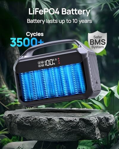 Solar Generator with Panel Included, Portable Power Station 600W with 80W Solar Panel, 288Wh LiFePO4 Battery with AC DC Outlets, Power Bank 2hrs Fast Charging, 7-Port Design for Emergency, Hurricane - Thumbnail 6