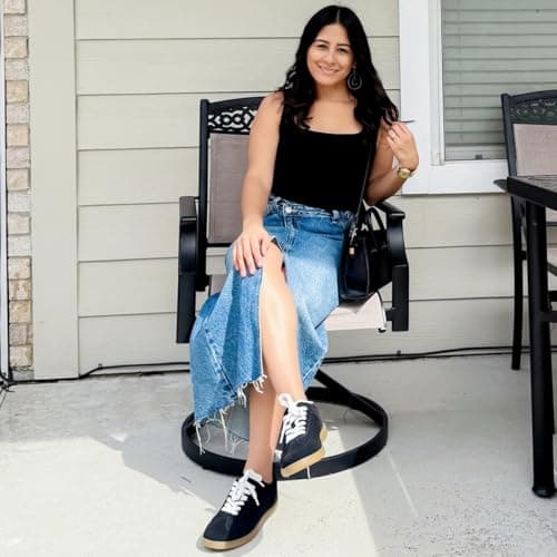 JENN ARDOR Womens Black Fashion Sneakers Casual Walking Shoes Classic Non-Slip Comfort Dress Skate Shoes Size 7 - Thumbnail 5