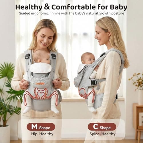 CoziBB Baby Carrier, 3-in-1 Cozy Baby Wraps Carrier with Air Cushion Waist Belt, Adjustable & Ergonomic Baby Carrier Newborn to Toddler for 7.7-33lbs, Toddler Carrier with Lock Belt, Storage Pocket - Thumbnail 4