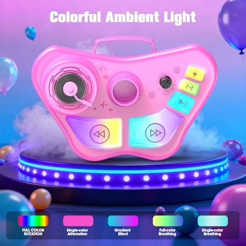 Kids Adjustable Stand Karaoke Machine Toy, 3-8 Year Old Girls Rechargeable Microphone Portable Bluetooth Speaker with 2 Mics, Toddlers Birthday Party Gifts Singing Toys for Girl Ages 3 4 5 6 7 8 - Thumbnail 2