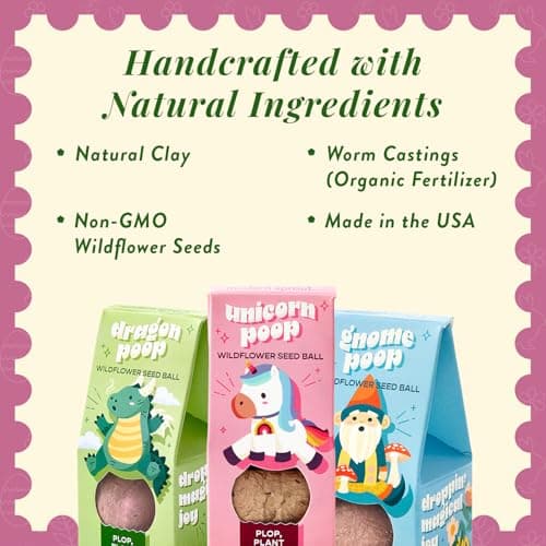 Modern Sprout Wildflower Seed Ball Poop - Eco-Friendly Gift - Non-GMO Hand-Rolled Clay Seed Bombs w/Wildflower Seeds - Plop Plant & Grow Gardening Gift Set for All Occasions (Magical Plop- Pack of 3) - Thumbnail 3