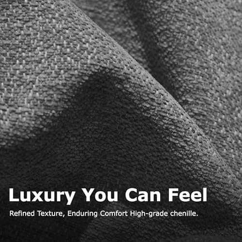 Iroomy Modular Sectional Sofa, U Shaped Chenille Cloud Couch Deep Comfy Seat, 6-Seater Sofas Couches for Living Room, Dark Grey, High Feet - Thumbnail 6
