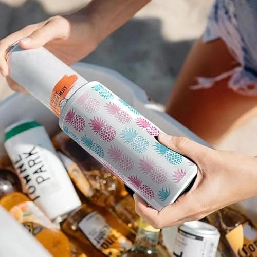 TILUCK Skinny Can Cooler for Slim Beer & Hard Seltzer, Stainless Steel, Doucle-Walled Stainless Steel Insulated Slim Cans, Standard 12 oz (Pineapple-NEW) - Thumbnail 5