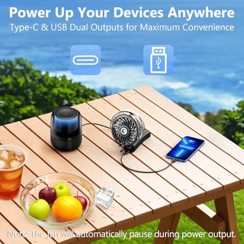 WITHOUSE 6000mAh Portable Handheld Misting Fan as Backup Power, 50ml XL Water Tank, 20H Runtime 3 Speeds, 180° Foldable Rechargeable Mist Fan for Travel, Outdoors, Makeup - Black - Thumbnail 5