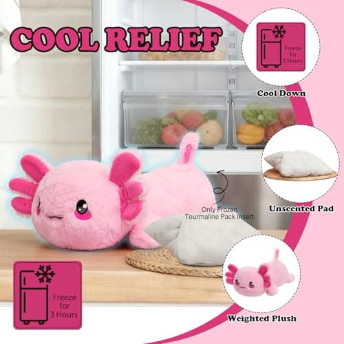 Weighted Heated Axolotl Stuffed Animals – 2.2 Pounds Weighted Microwave Axolotl Plush with Cute Heating Pad Animal of Unscented Warmth Pillow for Period Women Girl Kids Adult Birthday Gift 16 Inch - Thumbnail 5