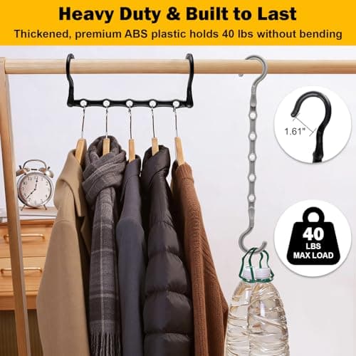 Closet Organizers and Storage, 8 Pack Stronger Space Saving Hangers for 40 Clothes, College Dorm Room Essentials for Guys Girls, Clothes Hanger with 5 Holes, Closet Storage, Magic Home Organization - Thumbnail 5