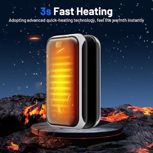 2 Pack Hand Warmers, Rechargeable Electric Hand Warmer, 8Hrs Long-Lasting Heat, Reusable, Portable Pocket Warmers, Christmas Warm Gifts for Men Women Kids Camping, White Black - Thumbnail 3