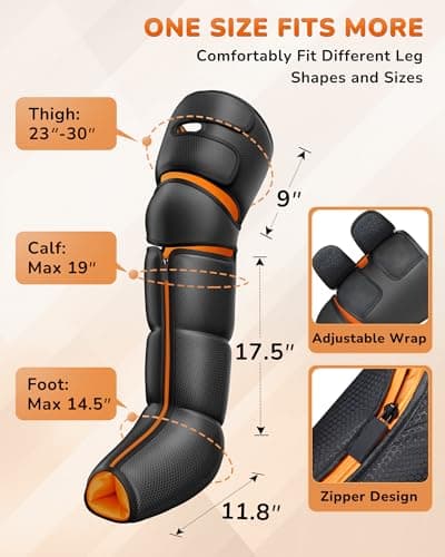 JZBRAIN Leg Massager with Heat and Compression : Foot and Calf Massager for Circulation and Pain Relief, Sequential Compression Boots with 6 Modes, 9 Intensity, 3 Heat - Gifts for Mom, Dad, Him, Her - Thumbnail 3