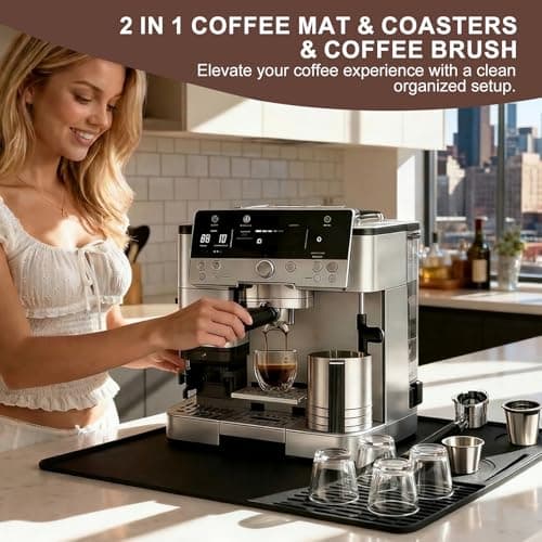 Silicone Coffee Mat for Ninja Luxe Cafe Accessories, Compatible with Ninja Luxe Espresso Machine ES601 ES701, 23"x15" Non-Slip Heat Resistant Coffee Bar Mat, Countertop Protector for Coffee Maker - Thumbnail 6