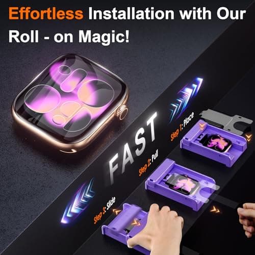 YWXTW TOP 9H+ Tempered Glass Screen Protector for Apple Watch Series 11/10 46mm, [3S Installation] Bubble-Free, Anti-Scratch, HD Clear Film for iWatch 11/10 46mm - Thumbnail 2