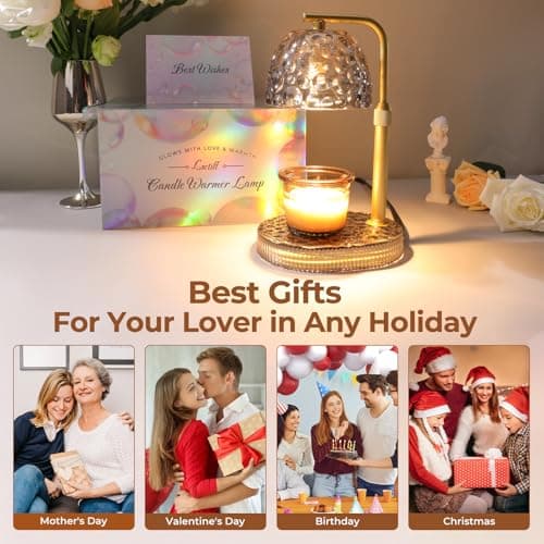 Lsctiff Candle Warmer Lamp Adjustable Height, Flameless 4-Level Dimmable Wax Melt Warmer for Jar Candles with 2 Bulbs, House Warming Gifts, Multiple Colors, Safe Home Use(Sky Gray) - Thumbnail 4