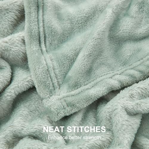Hansleep Fleece Celadon Queen Blanket, Super Soft Flannel Fuzzy Plush Cozy Blanket for All Seasons, Celadon, Queen 90x90 Inches - Thumbnail 5