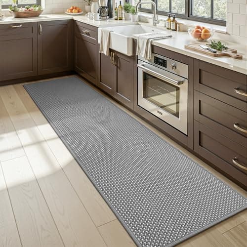 MontVoo Kitchen Runner Rug Non Slip Washable,Absorbent Kitchen Mats for Floor,Rubber Backing Braided Kitchen Rugs,Easy to Clean and Maintain Kitchen Floor Mat(Grey,17"x71") - Image 1