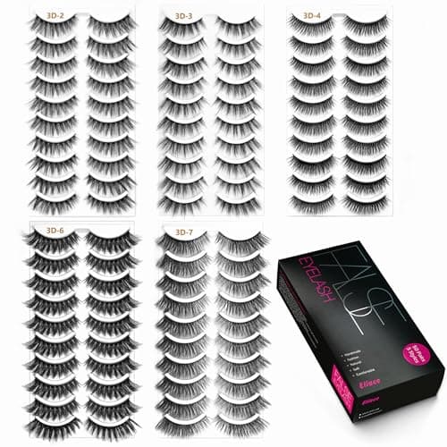 Eliace Eyelashes, (50 Pairs,5 Styles) Luxurious Faux Mink Lashes Natural Look Wispy Fluffy Handmade Cat Eye False Lash Pack, False Eyelashes Set, Fake Lashes Strips, Makeup Fake Eyelashes Pack - Thumbnail 5