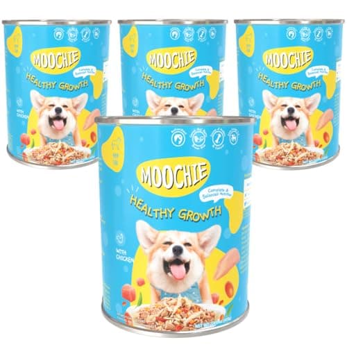 MOOCHIE Healthy Growth Wet Puppy Food - Chicken & Beef Liver - Grain Free - No Artificial Flavors or Preservatives - 4 × 14.10 oz cans
