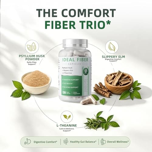 Fiber Supplement - Psyllium Husk Powder Capsules 1500mg & Slippery Elm- Regularity, Effortless Bowel Movements - Gentle Daily Fiber for Digestive & Gut Health -Natural Prebiotic Fiber,Non-GMO-120 Caps - Thumbnail 3