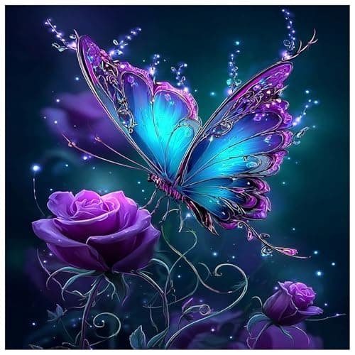 Lophomie Diamond Art Kits for Adults, 5D DIY Butterfly Diamond Painting Kits for Beginners, Diamond Dots Kits Gem Arts Crafts for Home Wall Decor 14x14in - Image 1