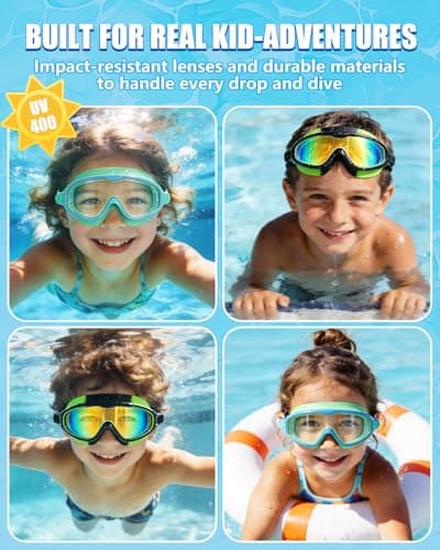 Aegend Swim Goggles for Kids Youth 3-14 – 2 Pack Wide Frame Anti-Fog Anti-UV Clear Vision Swimming Goggles for Beginners, Swimmers – Ideal for Pool, Beach, Swim Lessons, Summer Vacation - Thumbnail 5