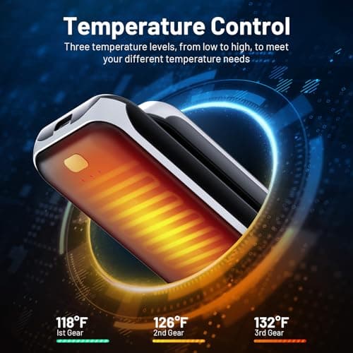 2 Pack Hand Warmers, Rechargeable Electric Hand Warmer, 8Hrs Long-Lasting Heat, Reusable, Portable Pocket Warmers, Christmas Warm Gifts for Men Women Kids Camping, White Black - Thumbnail 2