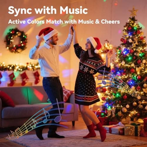 AI Smart Color Changing Fairy Lights, 32.8ft RGB+IC Offline Voice Control Light Twinkle No App/No WiFi Required,Dimmable Xmas Music Sync Lights for Kids Bedroom, Party, 7 Colors & 13 Lighting Modes - Thumbnail 5