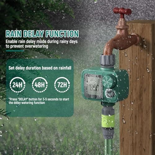 Sprinkler Timer: Programmable Hose Timer with Rain Delay/Manual/Automatic Watering System, Water Timers for Garden Hose, Digital Drip Irrigation for Yard Lawn Outdoor（1 Outlet） - Thumbnail 5