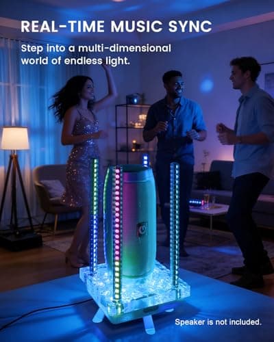 Heepulor Music Sync RGB Ambient Light, App Controlled & Sound Reactive Audio Visual Lighting for Gaming Desk, Party & Desk Setup (Grey) - Thumbnail 2